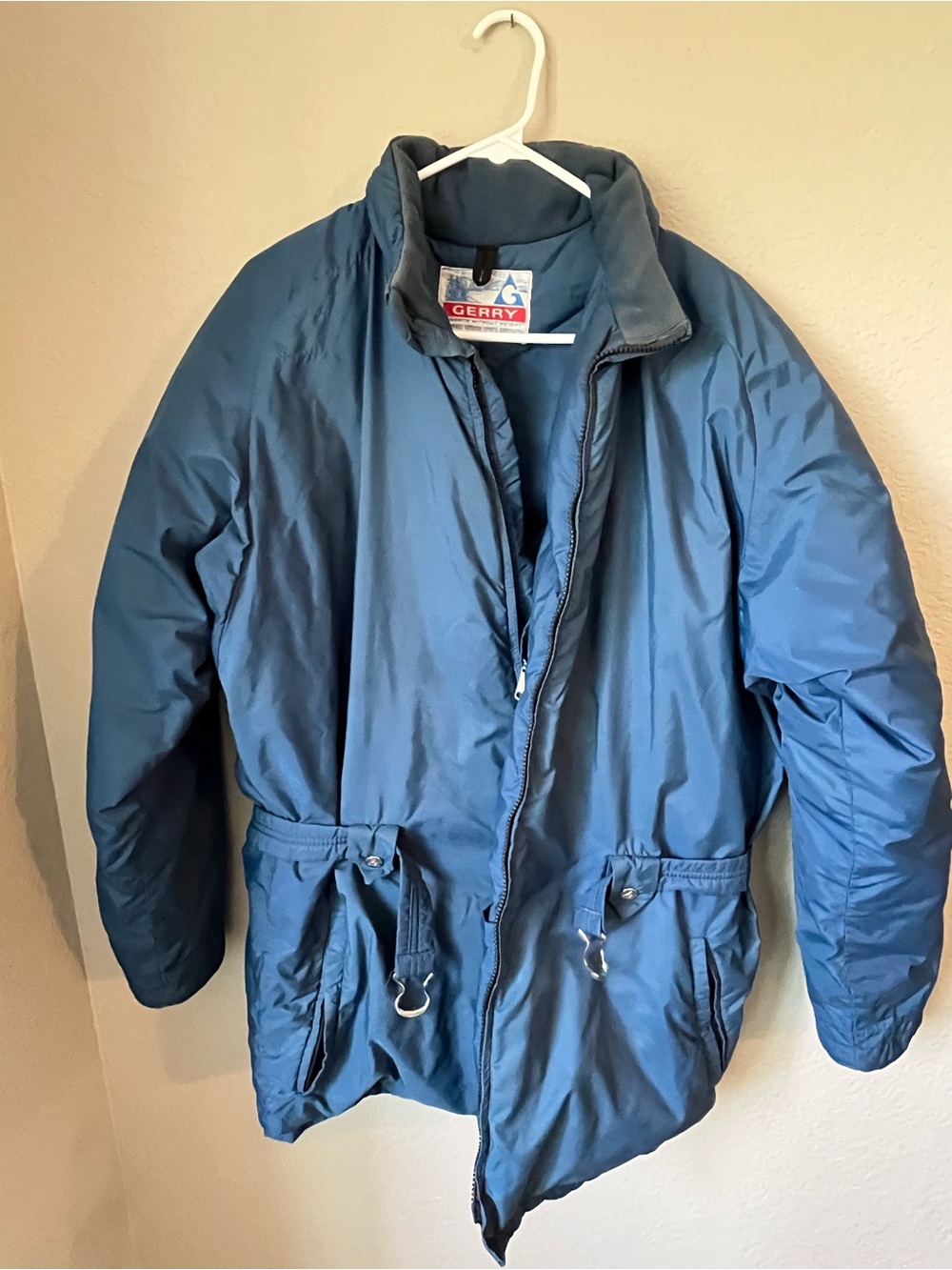 Vintage Gerry USA Goose Down Puffer Jacket Men's Large Blue Winter Ski Coat Made